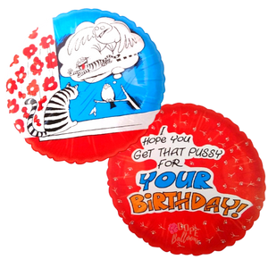 18" Pussy Cat "I hope you get that Pussy" Birthday Balloon - Dope Balloons