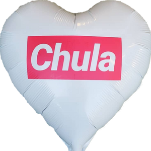 18" White Heart Shaped "Chula" Spanish Balloon - Dope Balloons