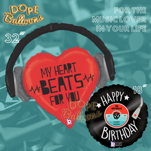Cargar imagen en el visor de la galería, Jumbo &quot;My Heart Beats for you&quot; Birthday Balloon Bundle - Dope Balloons
