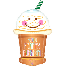 Cargar imagen en el visor de la galería, 32&quot; Coffee &quot;Have a Frappy Birthday&quot; Jumbo Balloon - Dope Balloons
