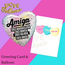 Load image into Gallery viewer, 9&quot; Foil Amiga Balloon &amp; Corazoncitos Greeting Card - Dope Balloons

