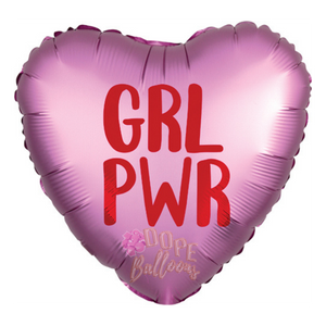 "GRL POWER" Pink Heart Balloon - Dope Balloons