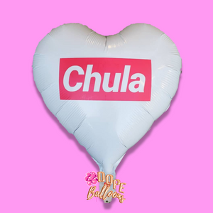 18" White Heart Shaped "Chula" Spanish Balloon - Dope Balloons