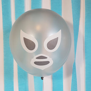 10" Latex Metalic Silver Luchador Balloon - Dope Balloons